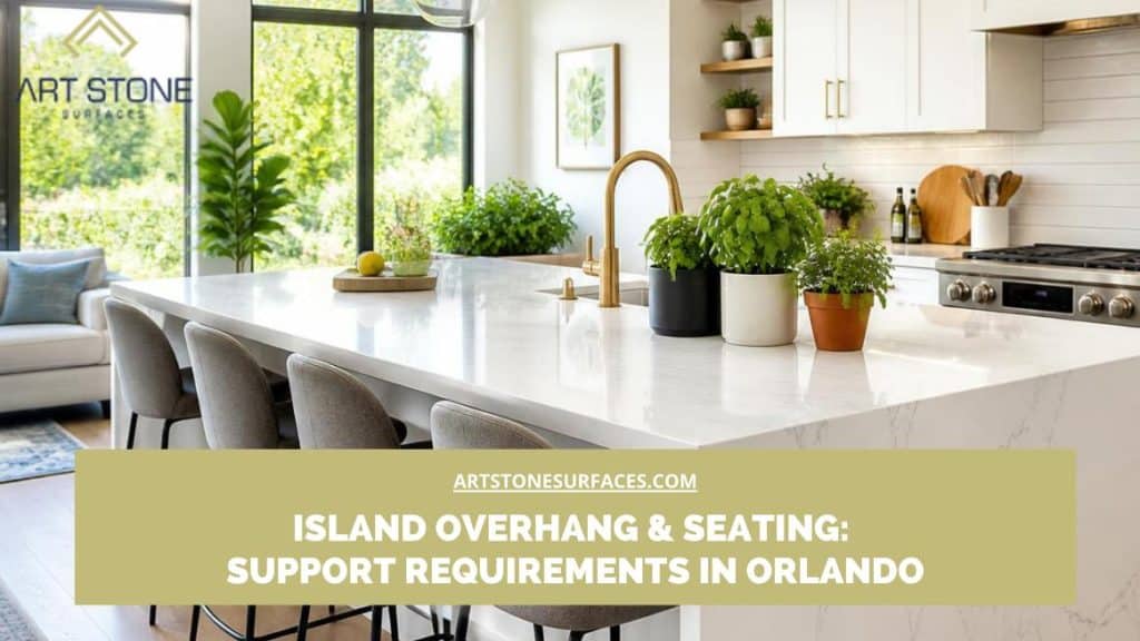 island overhang seating supports Orlando